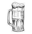 bubbly beer in tall mug drawn vector image