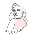 feminine lady minimalist art line portrait vector image