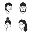 pleased glad women monochrome flat linear vector image