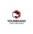 rhino logo design with hexagon template vector image vector image