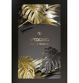 tropical black and gold leaves on dark background vector image
