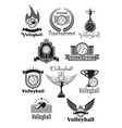 volleyball tournament sport club icons set vector image