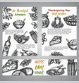 thanksgiving day brochure collection hand drawn vector image