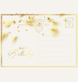 vintage happy birthday postcard template vector image