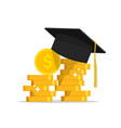gold money with graduation cap saving scholarship vector image
