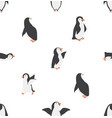 seamless penguins characters pattern vector image