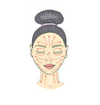 girl s face with closed eyes and drawn massage vector image