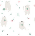 seamless pattern with funny cats and succulents vector image vector image