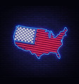 usa map and flag neon sign symbol vector image