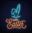 easter bunny neon sign rabbit ears vector image vector image
