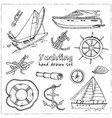 collection of yachting doodle icons vector image vector image