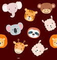 seamless pattern with cute portrait animals head vector image vector image