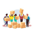 cardboard boxes concept with characters business vector image