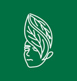 line green leaf beautiful girl logo concept vector image vector image