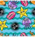 cartoon seamless pattern with marine life vector image