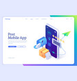 post mobile app isometric landing mail application vector image