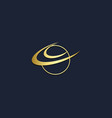 round curve abstract orbit gold logo vector image