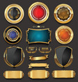 blank golden frame badge and label collection vector image vector image