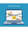 laptop with chains and locked a padlock vector image