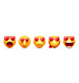 cartoon emoji with hearts emoticons collection vector image