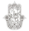indian hamsa with an elephant vector image vector image