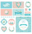 baby scrapbook party set - flower theme vector image