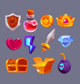 cartoon game icons knight shield witch potion vector image
