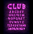 pink neon font on brick wall vector image vector image