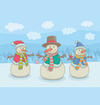 three happy snowmen vector image