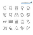 dental line icons editable stroke vector image