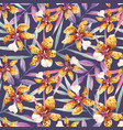 watercolor orchid flowers tropical pattern vector image vector image