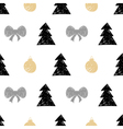 hand drawn christmas tree gift ball seamless vector image