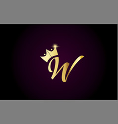 Alphabet letter w gold golden metal metallic logo Vector Image