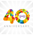 40 years bubbles ribbon colorful logo vector image vector image