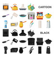 kitchen equipment cartoon icons in set collection vector image