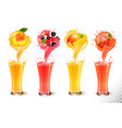 set fruit juice splash in a glass strawberry vector image vector image
