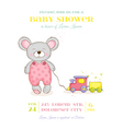baby shower or arrival card - mouse girl vector image