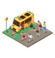 isometric zombie attack composition vector image