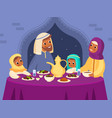 muslim family dinner arabian parents and kids vector image