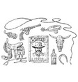 set of cowboys western icons texas rangers wild vector image