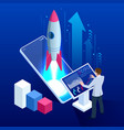 isometric business start up concept startup vector image
