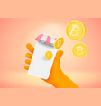 making purchasing online with bitcoins 3d vector image