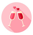 two glasses with wine circle icon vector image
