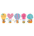 animals fly in hot air balloon funny deer mouse vector image