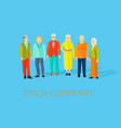 senior community people group flat poster vector image vector image