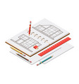 isometric architect sketchbook vector image