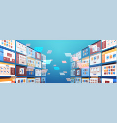 Folders mail envelopes cloud internet data file Vector Image