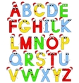 funny latin alphabet in santa caps vector image