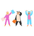 kids animal pajamas boys and girls vector image vector image