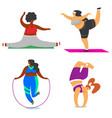 fitness girls plus size health sport in club set vector image